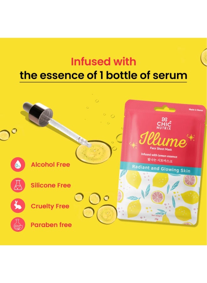 Chicnutrix – Collagen & Vitamin C Korean Sheet Mask | Instant Brightening & Glow | With Niacinamide & Hyaluronic Acid | All Skin Types | 25g - Image 4